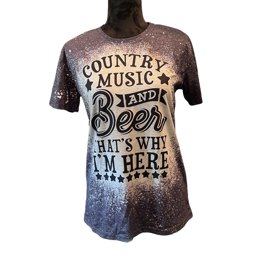Country Music and Beer Bleached Tee